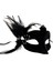 Siyah Renk Yandan Tüylü Süet Kaplama Beyaz Incili Parti Maskesi 18X15 cm (4887) 2