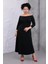 Kadın Siyah Kayık Yaka Truvakar Kol Kuplu Büyük Beden Esnek Elbise 1