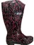 Kadın Siyah-Pembe Desenli 35 cm Uzun Bahçe Yağmur Çizmesi 1