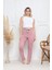 Viskon Likralı Alt Pijama Demir Pembe Baskı Desenli Q6018 3