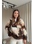Yarım Fermuarlı Oversize Geyik Model Peluş Sweatshirt 3