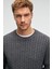 VINTLACE Erkek Yuvarlak Yaka Saç Örgü Desenli Regular Fit Triko Antrasit Kazak 3