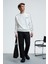 LEIF Erkek Kolları Biyeli Önü Baskılı Yuvarlak Yaka Oversize Ekru Sweatshirt 3