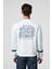 CAMDEN Erkek Önü Kolları Ve Sırtı Baskılı Oversize Fit Bisiklet Yaka Beyaz Sweatshirt 5