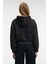 ISADORA Kadın Kapüşonlu Nakış Detaylı Regular Fit Crop Antrasit Sweatshirt 6