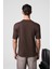 Solo Erkek %100 Organik Pamuklu Kalın Dokulu Comfort Fit Bisiklet Yakalı Kahverengi T-Shirt 6