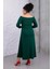 Kadın Yeşil Kayık Yaka Truvakar Kol Kuplu Büyük Beden Esnek Elbise 6