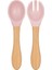 Oioi Mama Kaşığı ve Çatal Seti Pinky Pink 6 Ay+ İçin Bambu Saplı Yumuşak Silikon Uçlar 2