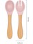 Oioi Mama Kaşığı ve Çatal Seti Pinky Pink 6 Ay+ İçin Bambu Saplı Yumuşak Silikon Uçlar 3
