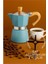 Hsnet Italyan Moka Pot - 6061 Saf Alüminyum Ahşap Saplı - 3 Kişilik Mavi̇ 1