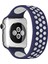 Apple Watch 38MM Ayarlı Delikli Silikon Kordon - Lacivert-Beyaz 1