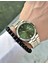 Analog Quartz Makina Gümüş Çelik Kordon Yeşil Kadran Erkek Kol Saati 1