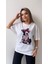 Gözlüklü Incili Köpek Baskılı Tişört Ekru 6