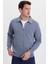 Unisex Relax Fit Rahat Kesim Pamuklu Iç Polarlı Fermuarlı Gri Polo Yaka Flato Cepli Sweatshirt Hırka 1