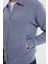 Unisex Relax Fit Rahat Kesim Pamuklu Iç Polarlı Fermuarlı Gri Polo Yaka Flato Cepli Sweatshirt Hırka 3