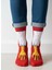Kuş Ayağı Desenli Unisex Soket Çorap (1 Çift) – Eğlenceli Funny Socks Premium Kırmızı 2