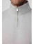 Unisex Relax Fit Rahat Kesim Pamuklu Içi Polarlı Yarım Fermuarlı Taş Dik Yaka Sweatshirt 3