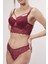 Destekli Dantelli Göğüs Arası Ipli Sütyenli Brazilian Bordo Takım 3