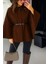 Prilika Kahverengi Kaşmir Panço – Kadın Kemerli Rahat Kalıp 2025 3