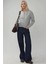 Kadın Bisiklet Yaka Yumuşak Dokulu Regular Fit Triko Hırka Gri 3