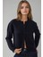Kadın Bisiklet Yaka Yumuşak Dokulu Regular Fit Triko Hırka Lacivert 1