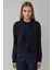 Kadın Bisiklet Yaka Yumuşak Dokulu Regular Fit Triko Hırka Lacivert 6