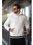 Ekru Fermuarlı Dik Yaka Kanguru Cep Erkek Sweatshirt E7159 1