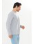 Erkek Pamuklu V Yaka Uzun Kollu Tişört Gri Melanj 5021-G 5