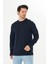 Erkek Pamuklu Bisiklet Yaka Uzun Kollu Tişört Lacivert 5020-L 1