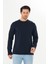Erkek Pamuklu Bisiklet Yaka Uzun Kollu Tişört Lacivert 5020-L 3