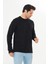 Erkek Pamuklu Bisiklet Yaka Uzun Kollu Tişört Siyah 5020-S 3