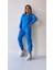 File Detaylı Kapüşonlu Eşofman Takımı Mavi 5