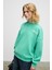 Prıence Kadın Yumuşak Kumaşlı Baskılı ve Havlu Patchlı Yuvarlak Yaka Yeşil Sweatshirt 1