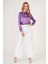 3964 Hafif Dökümlü Saten Gömlek - Mor 2