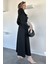 Ön Yarım Fermuarlı Bel Lastikli Zincir Aksesuarlı Tesettür Elbise P-00019465 3