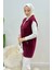 Hisel Fermuarlı Cepli Peluş Tesettür Yelek- Bordo Standart (36-42 Uyumlu) 2