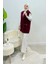 Hisel Fermuarlı Cepli Peluş Tesettür Yelek- Bordo Standart (36-42 Uyumlu) 3