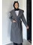 Bel Kuşaklı Iç Astarlı Kapüşonlu Tesettür Kaban P-00019495 3