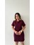 Kısa Kol Marka Pike Elbise Bordo 4