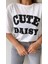 Kabartmalı Cute Daisy Tişört Ekru Füme 2