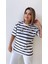 Yıldız Taşlı Çizgili Tişört Ekru 7