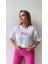 Taşlı Me Yazılı Tişört Ekru Pembe 5