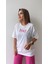 Taşlı Me Yazılı Tişört Ekru Pembe 6