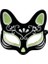 Siyah Süet Kaplama Gümüş Yeşil Simli Kedi Maskesi 1