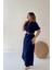 Kemerli Midi Gömlek Elbise Lacivert 3