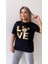 Love Varak Baskılı Tişört Siyah 1