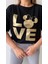Love Varak Baskılı Tişört Siyah 2