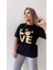 Love Varak Baskılı Tişört Siyah 3