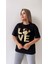 Love Varak Baskılı Tişört Siyah 8