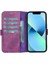 Apple iPhone 13 Uyumlu Deri Cüzdanlı Kılıf Rustik Mor 5
